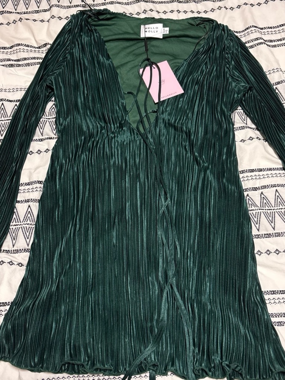 Hello Molly Deep Green Pleated Wrap Tunic